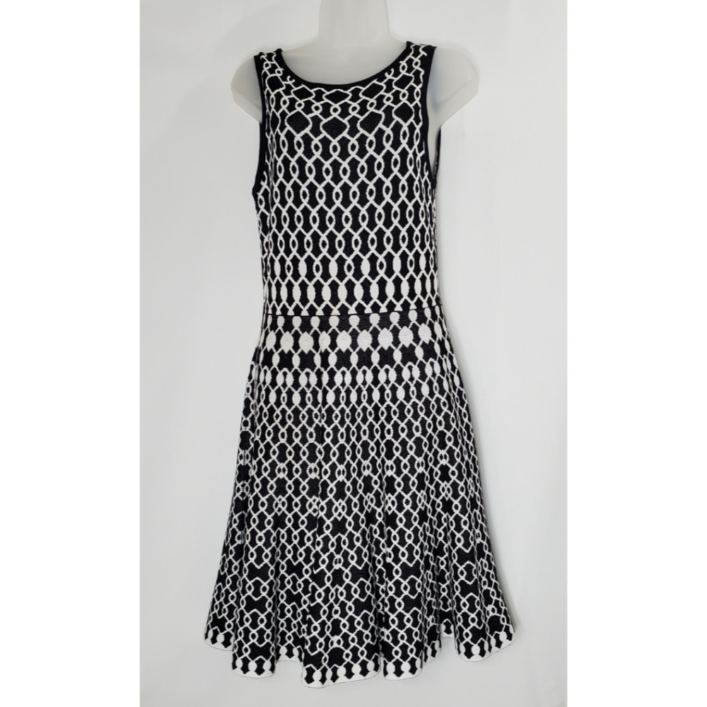 Alice + Olivia Black Knit Fit And Flare Dress